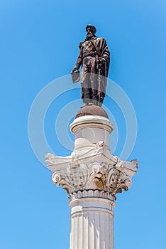 Close up of the Column of Pedro IV in Lisbon, Portugal photo